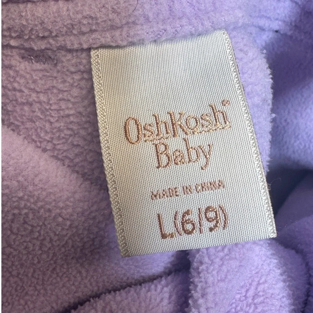 OshKosh Denim Overalls Girls 6-9M Blue Fleece Lined Polar Bear Winter Dungarees